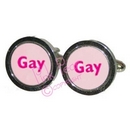 gay text cufflinks - pink