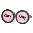 gay text cufflinks - black