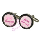 just married cufflinks - pink