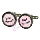 just married cufflinks - black
