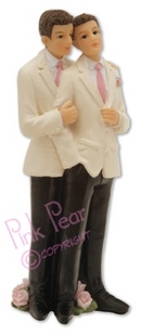 groom cake topper - gay couple (white jackets)