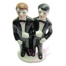 groom cake topper - gay couple (morning suits)